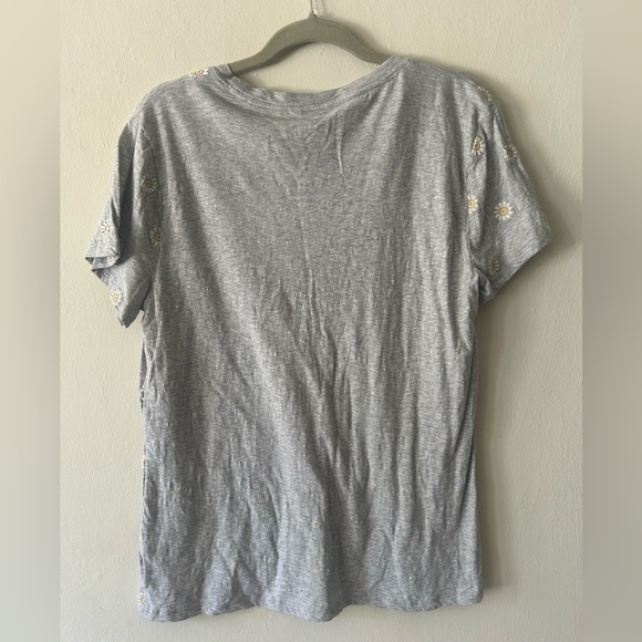 Lucky Brand Embroidered Floral Daisy Short Sleeve Relaxed Fit Tee Shirt - Picture 5 of 5